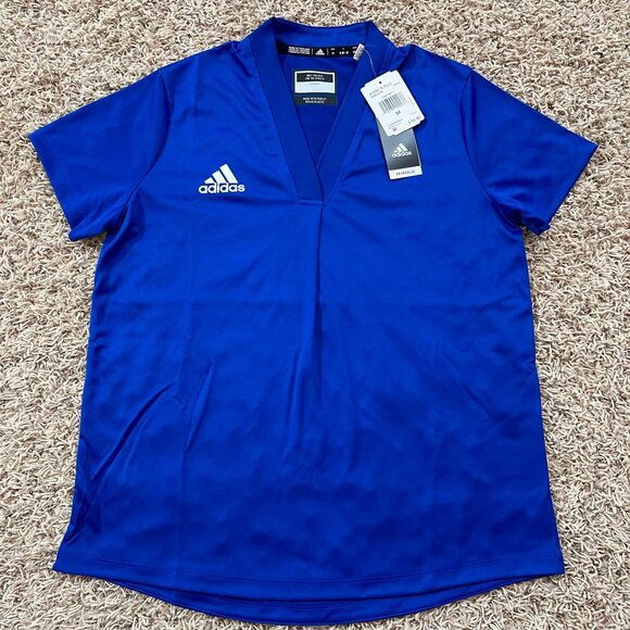 Adidas Women’s Tiro Aeroready V-Neck Jersey Shirt Blue, Size Medium (New) - Picture 1 of 9